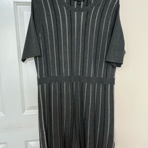 Banana Republic Charcoal and White Striped Midi Dress